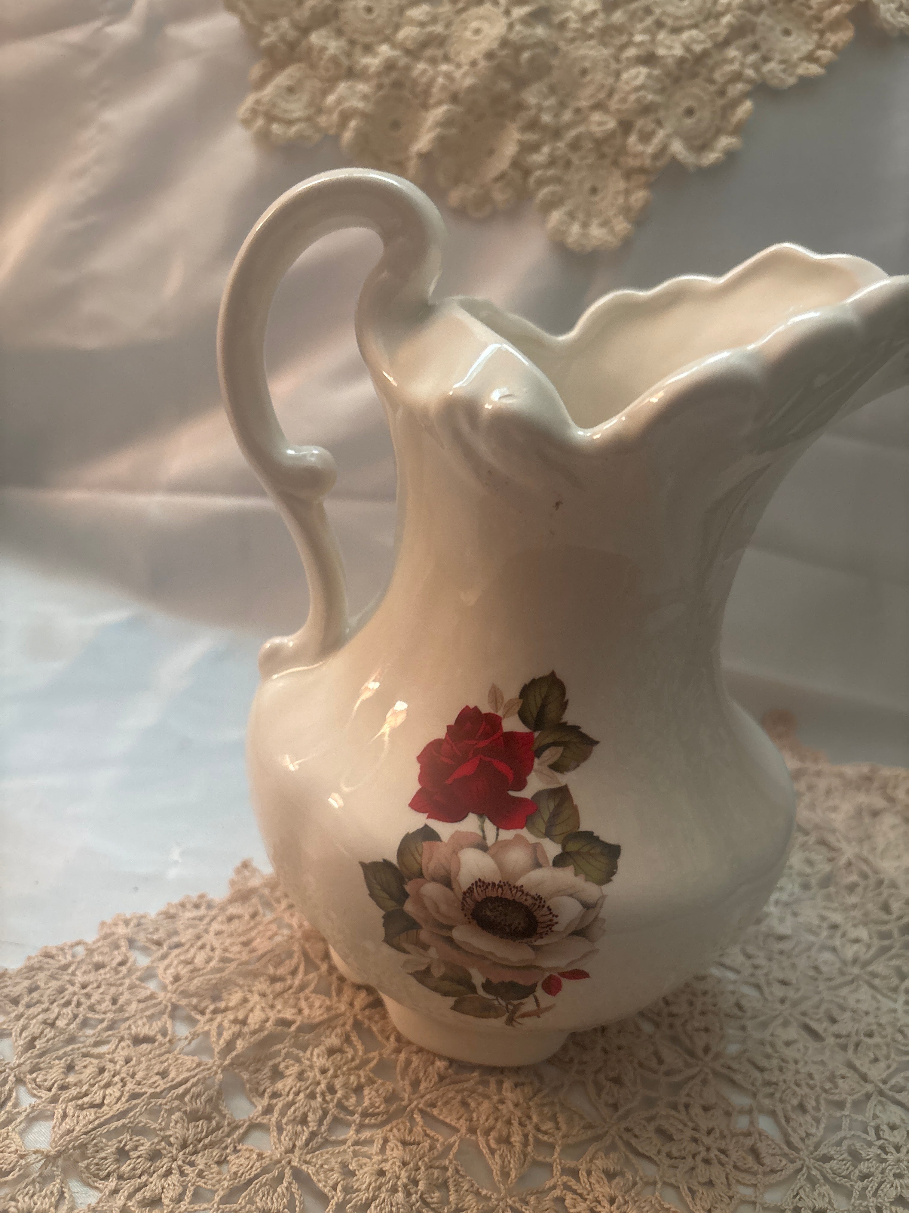 vintage ceramic pitcher /w roses
