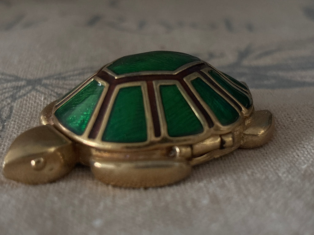 Estee Lauder  vintage Compact Perfume Green And Gold