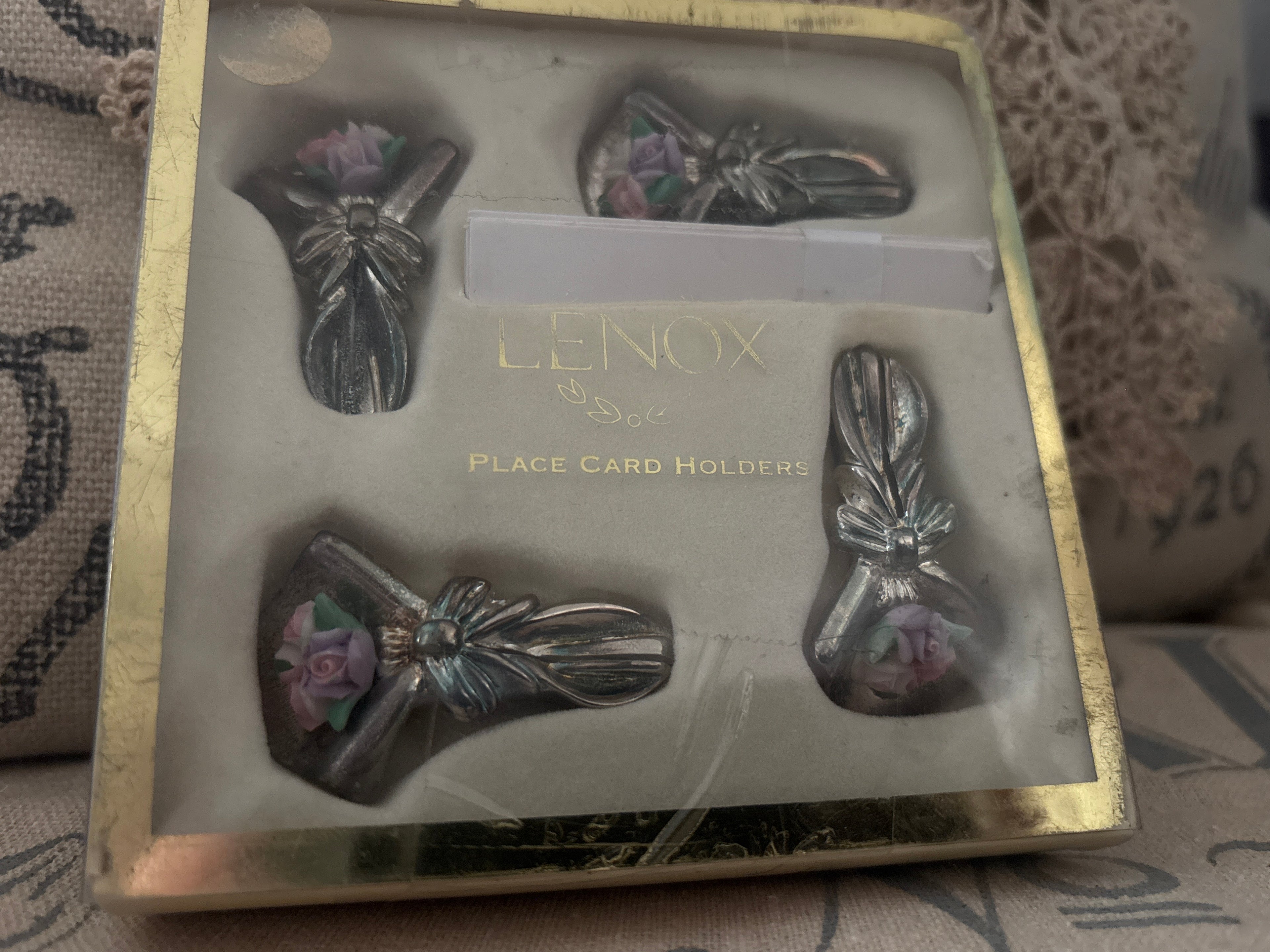 Vintage Lenox place card holders in box