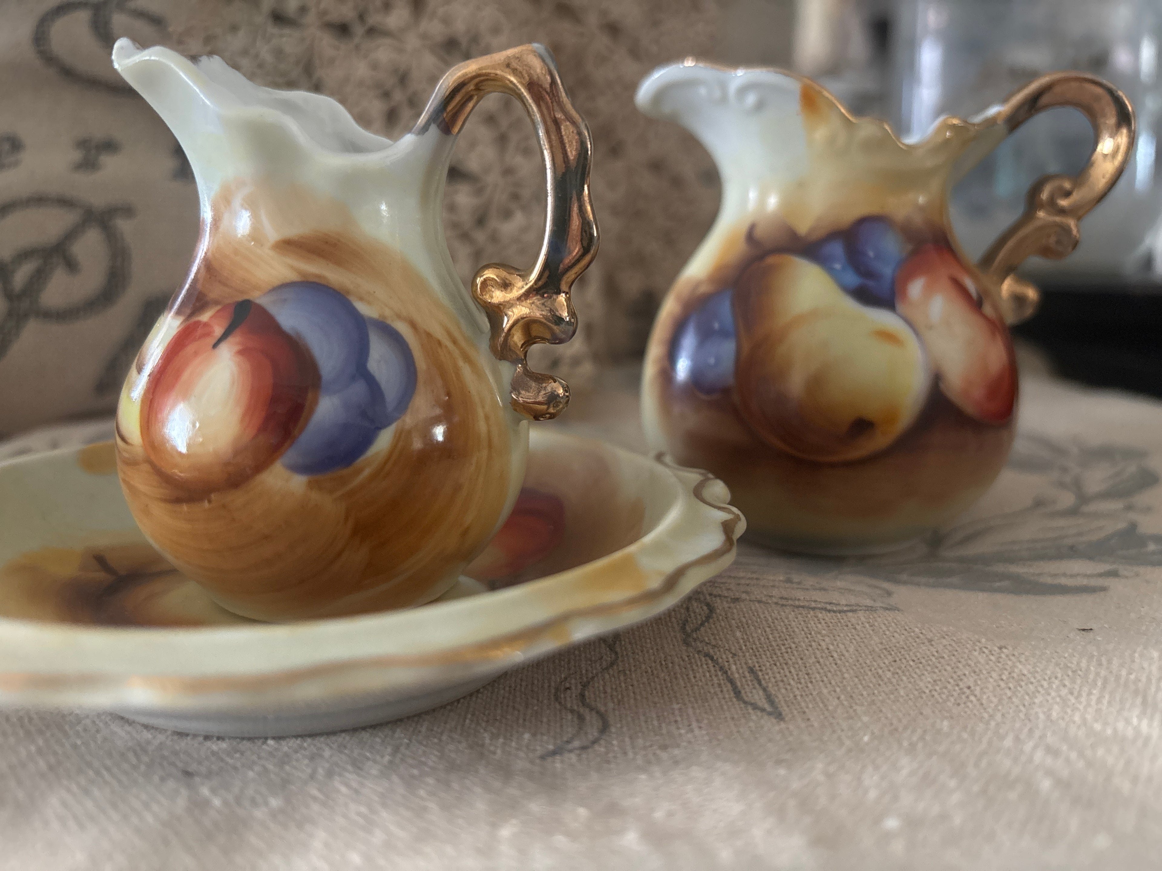 Vintage fairway Pitcher and Wash Basin, Miniature Washstand pitcher