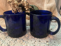 Vintage  set Anchor Hocking mug cobalt blue glass coffee mugs