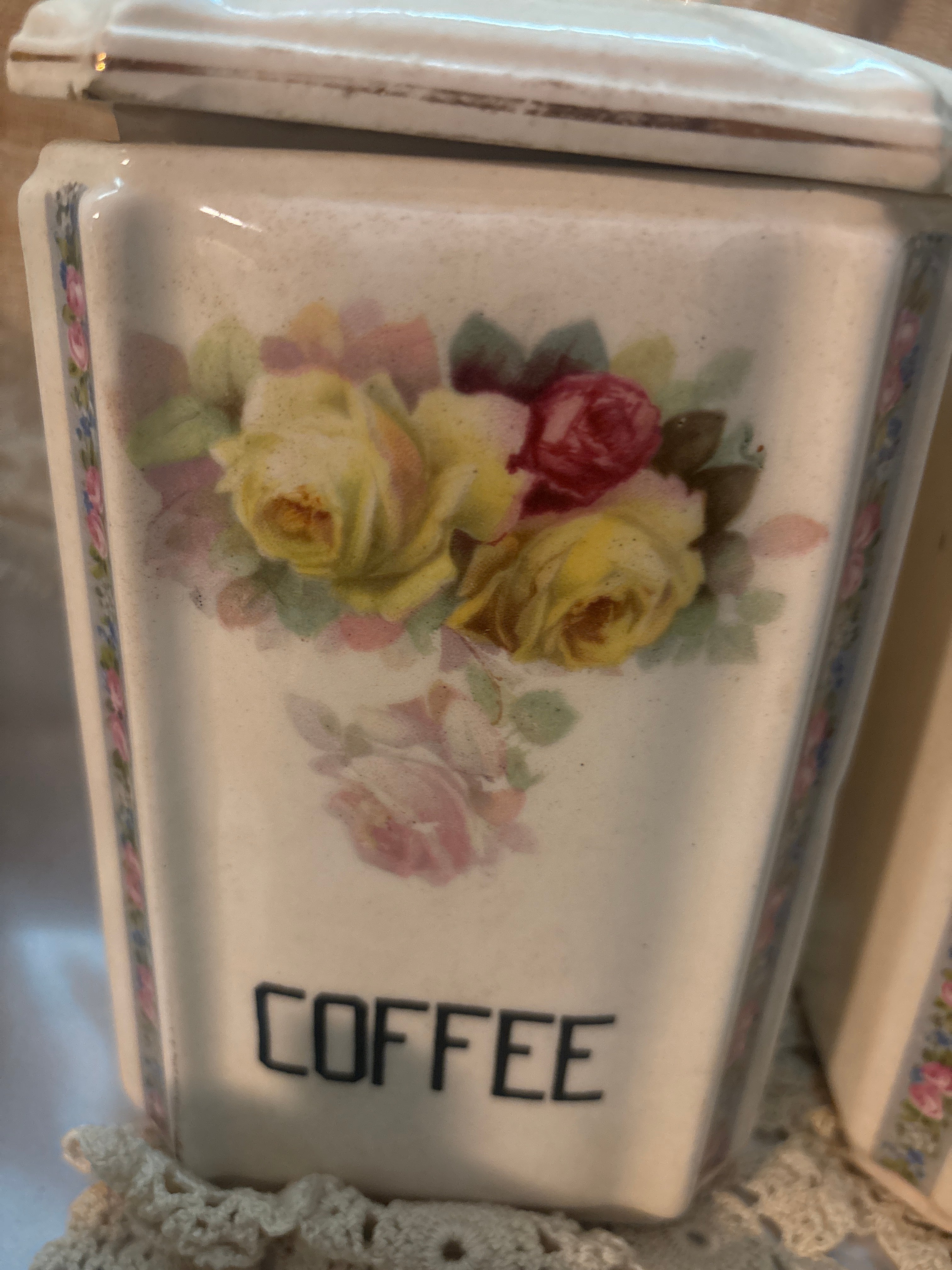 Antique 1920's Set of 3 Floral Czechoslovakia Ceramic