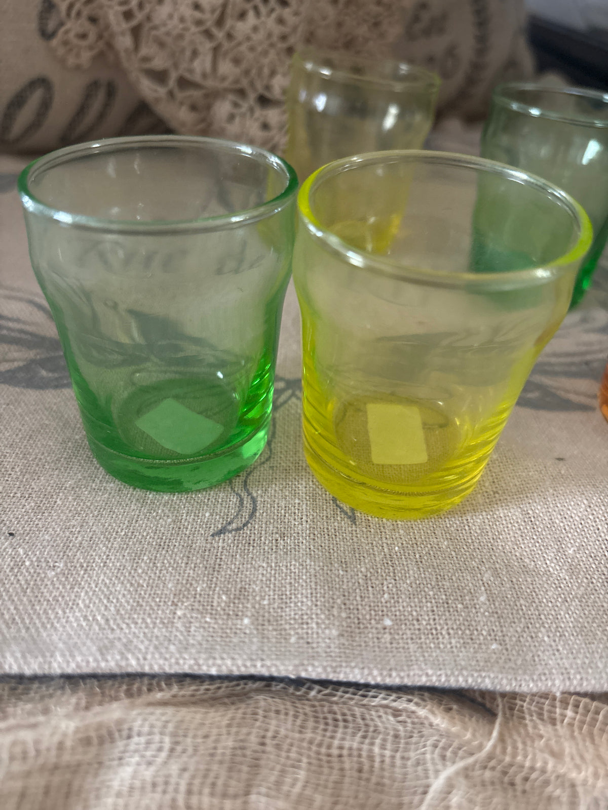 Vintage retro mid century shot glasses 6 colorful