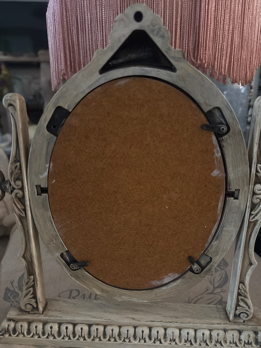 Vintage Oval Gold Swing Picture Frame, Faux Wood, Glass