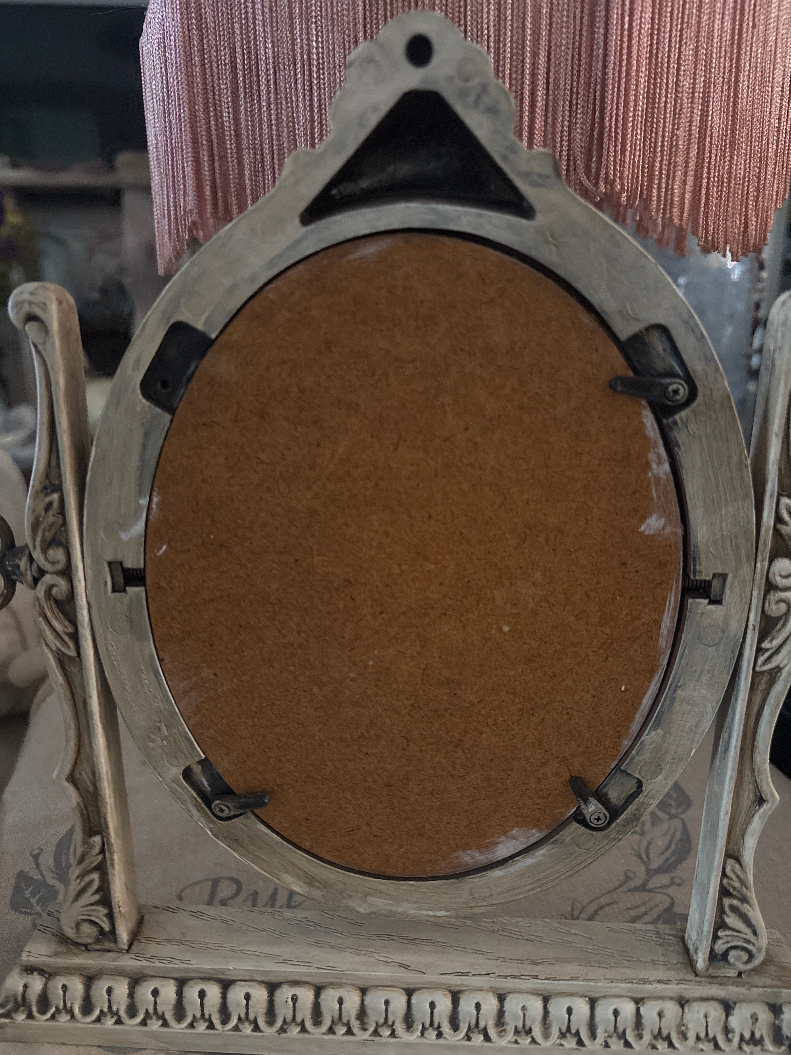 Vintage Oval Gold Swing Picture Frame, Faux Wood, Glass