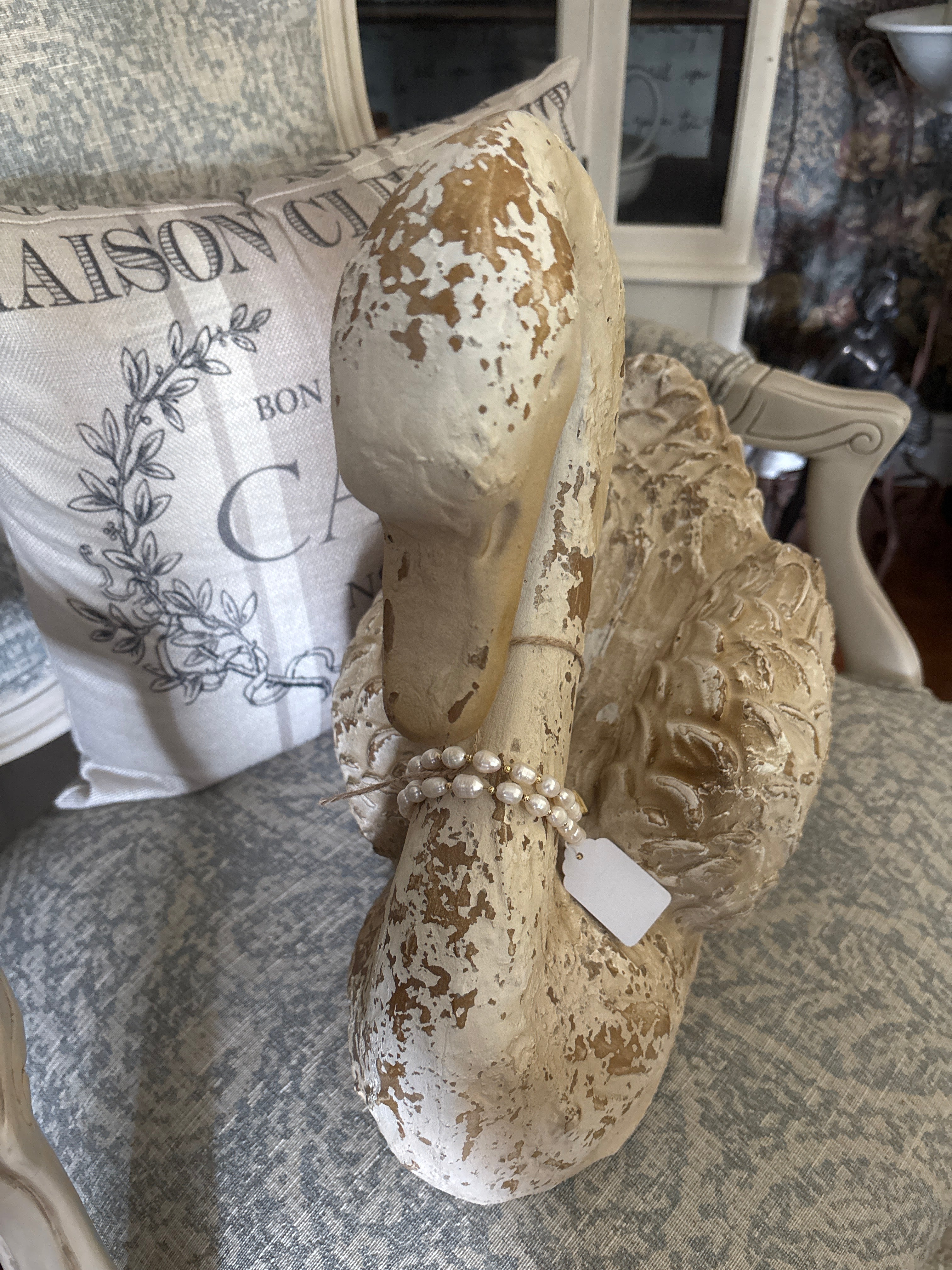 Vintage  inspired Distressed Swan Planter
