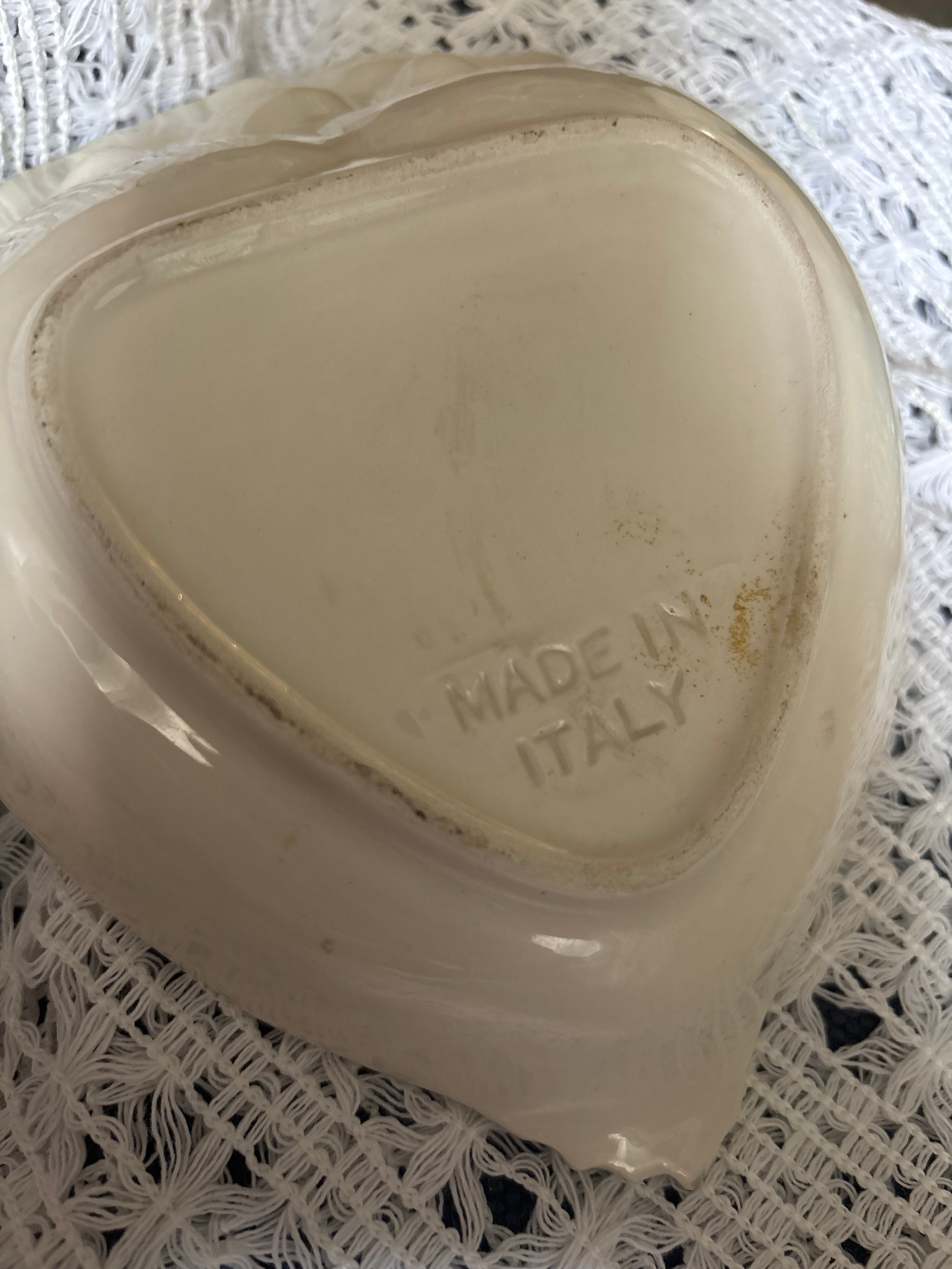 Vintage Ceramic Heart Dish with Rose Detail