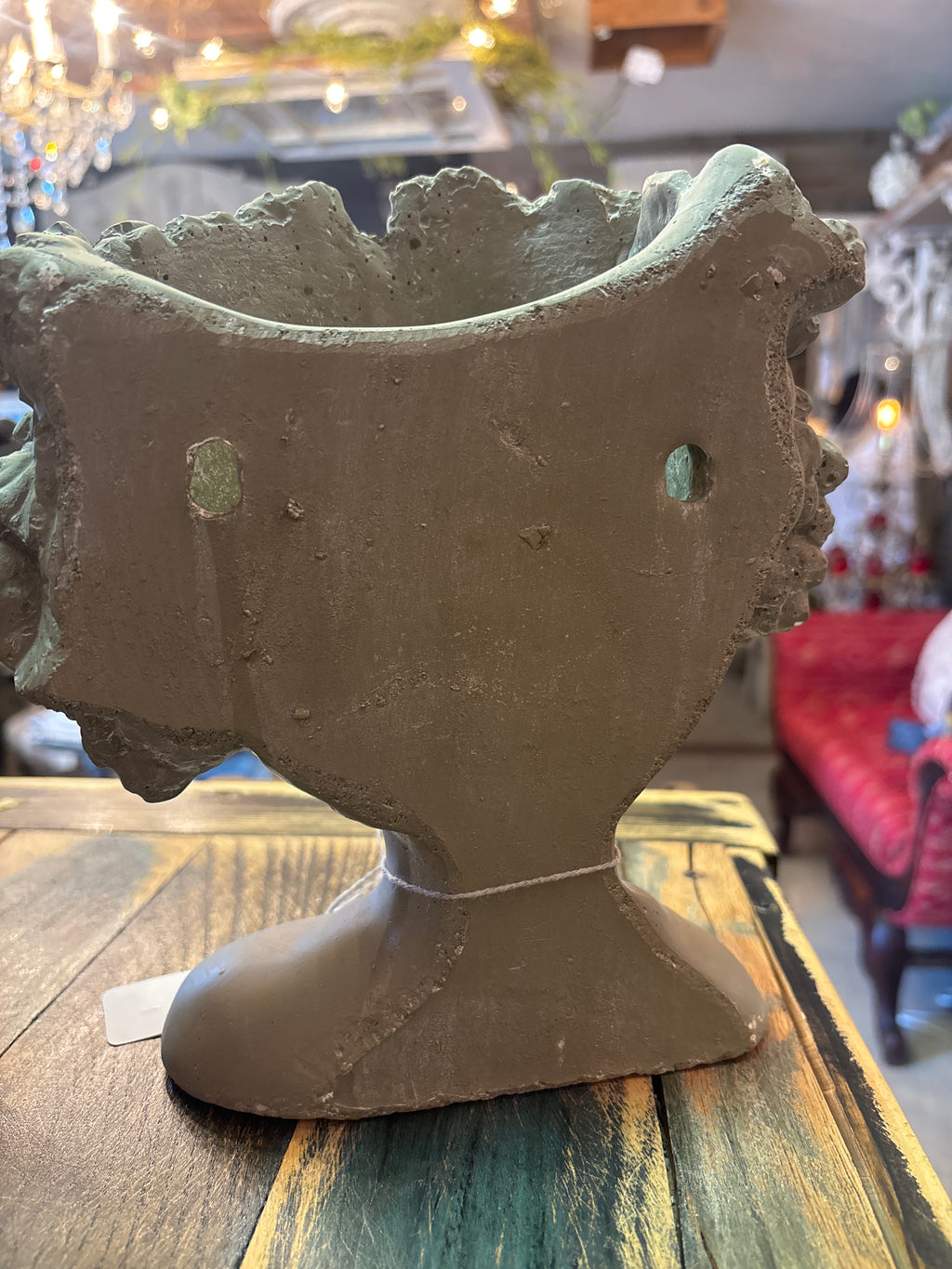 Girl concrete head planter