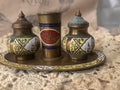 Vintage Enameled Brass Salt & Pepper Set