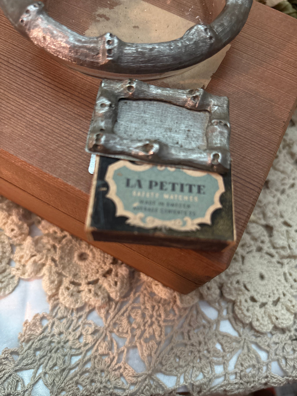 Vintage Faux Bamboo Ash Tray and Mini Matchbox original box