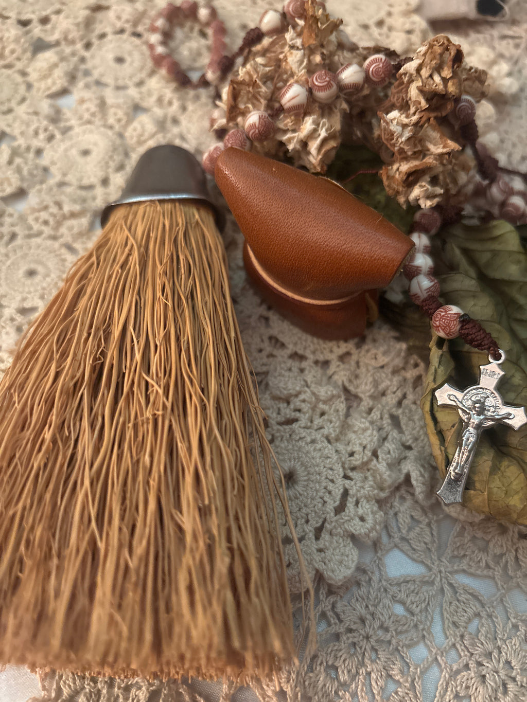 Vintage leather table broom