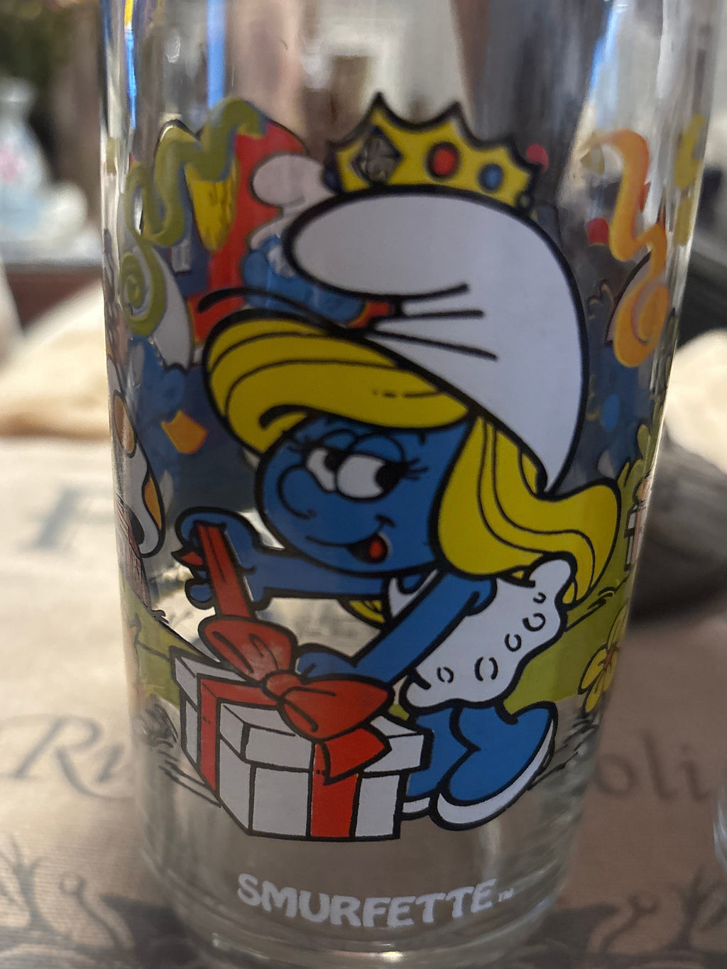Vintage 1982 Smurf Glasses Set Of 2