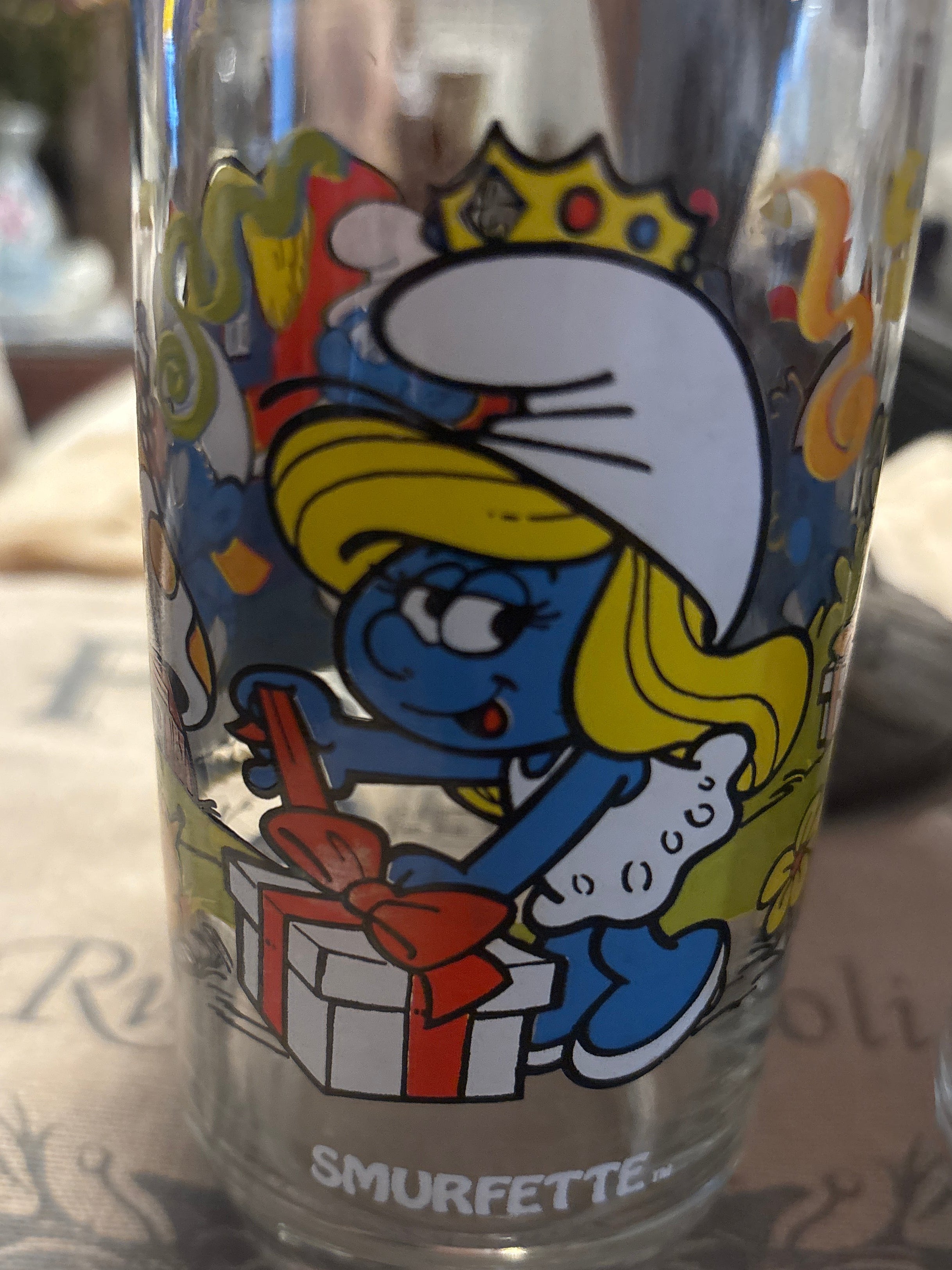 Vintage 1982 Smurf Glasses Set Of 2