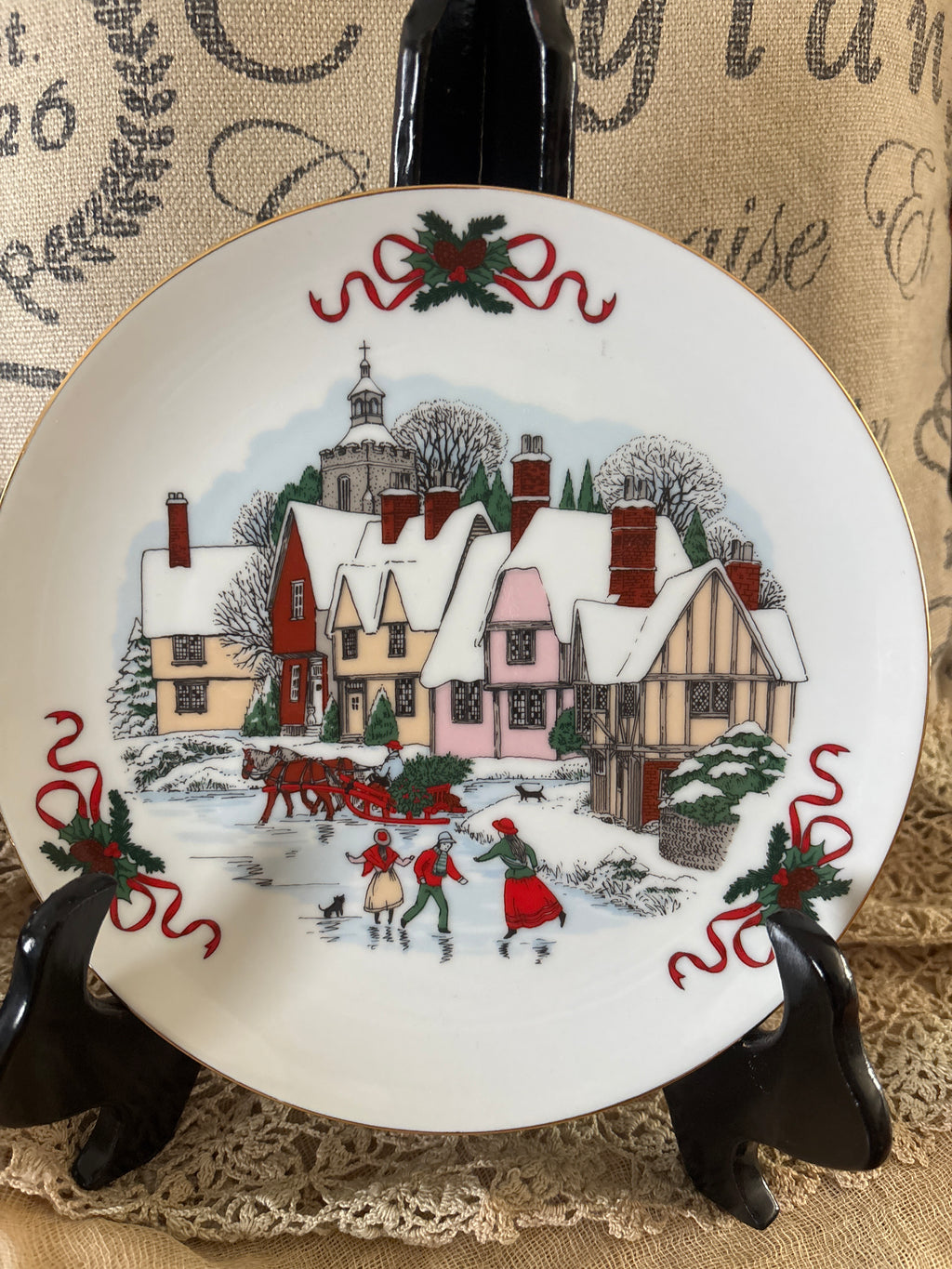 Vintage Christmas Dessert PlateJapan 1980's
