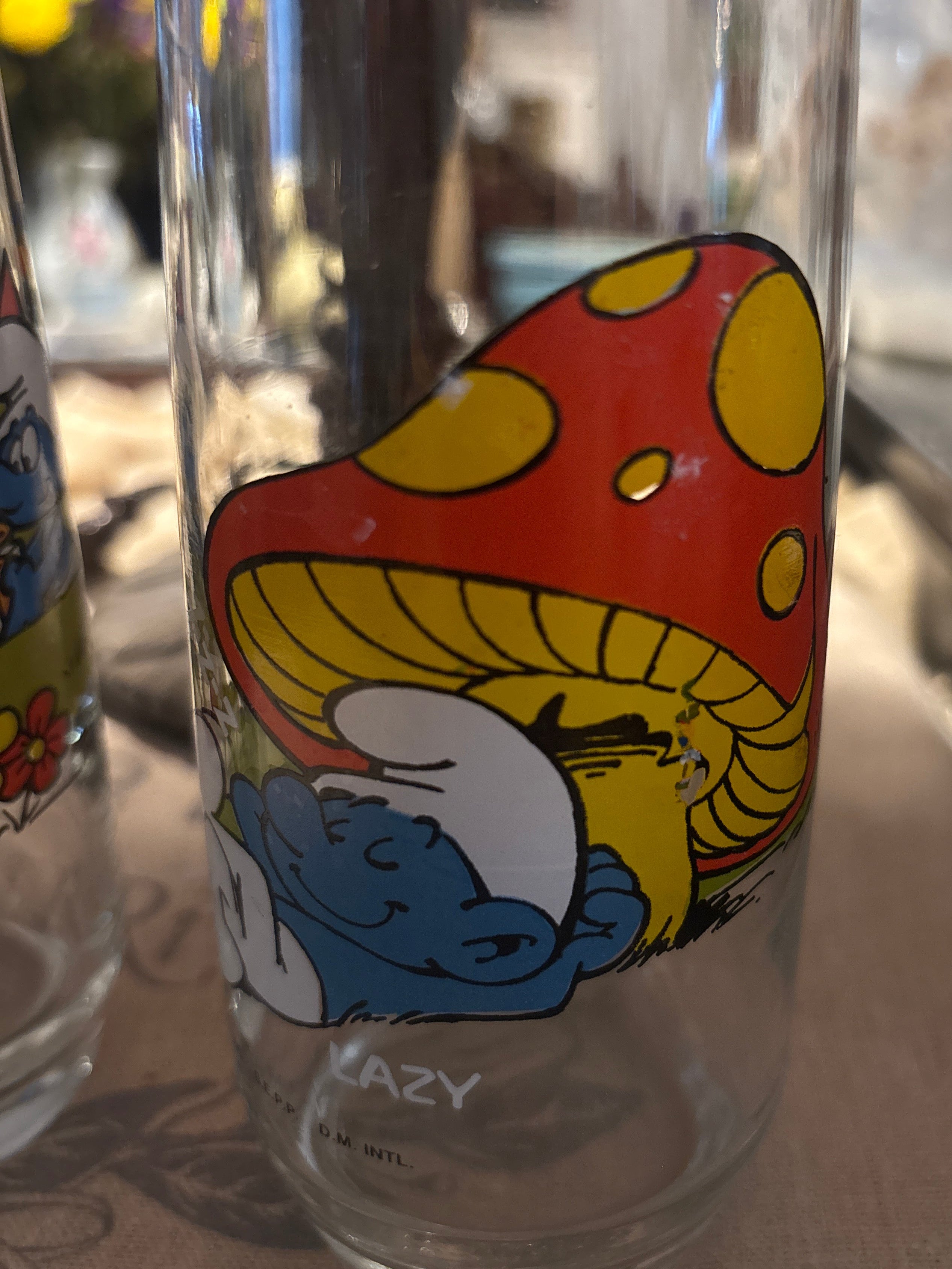 Vintage 1982 Smurf Glasses Set Of 2