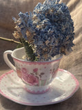 Tea Time Collection Floral Teacup & Saucer Set – Pink Rose Cottage Chintz