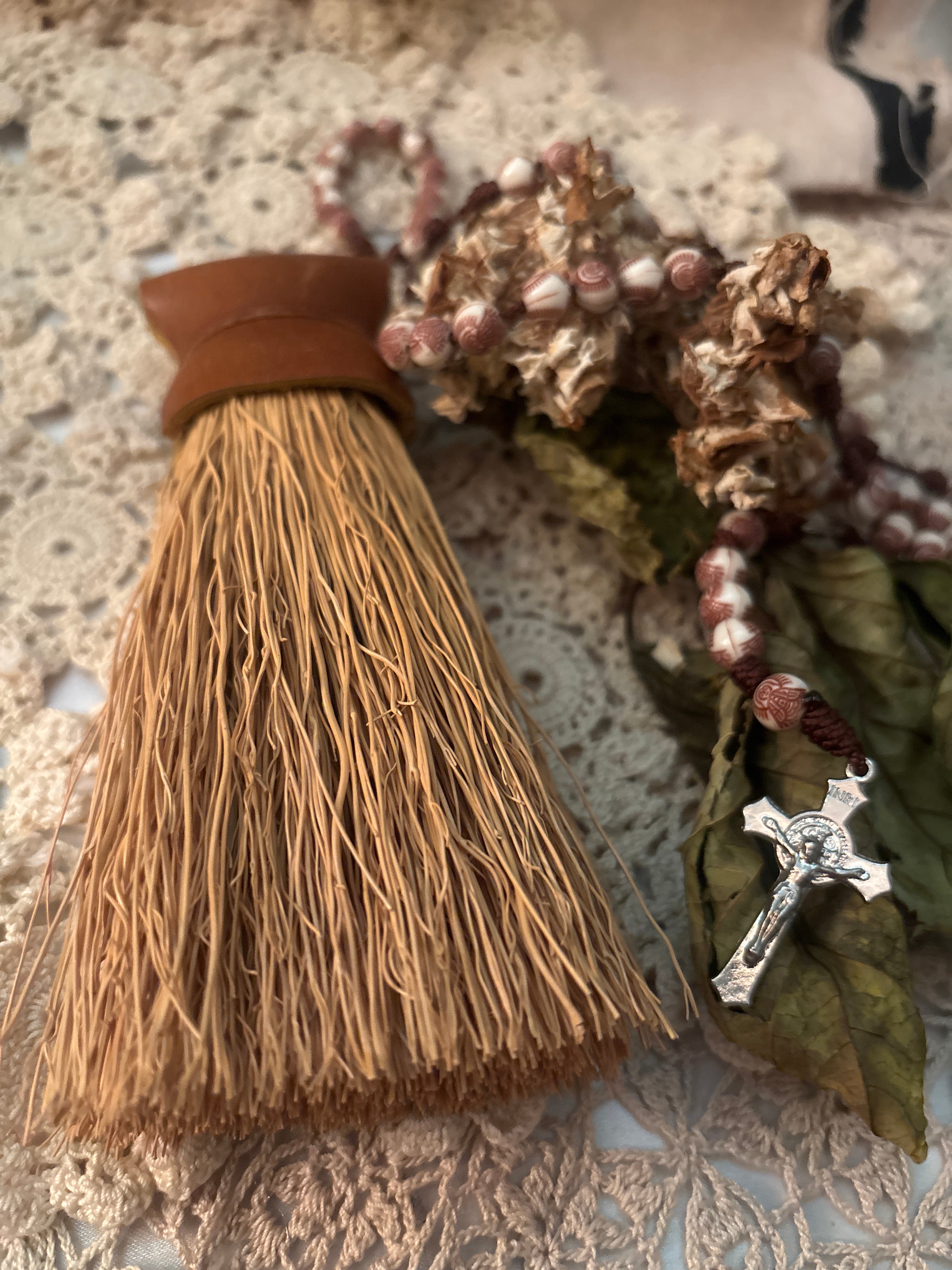 Vintage leather table broom