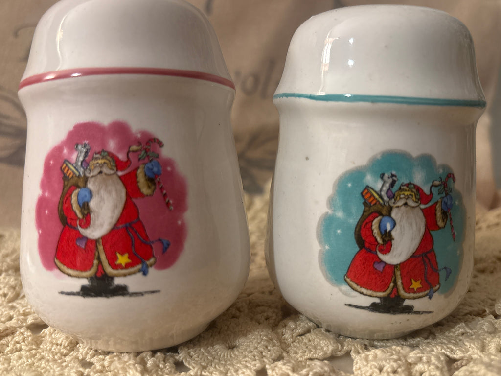 Vintage Christmas Santa / Snowman Salt & Pepper Shaker Set