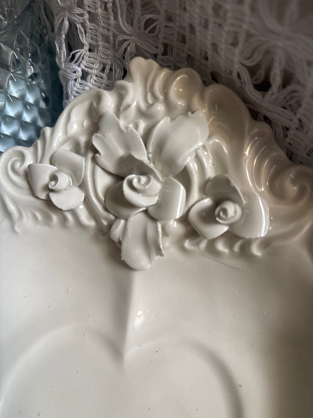 Vintage Ceramic Heart Dish with Rose Detail