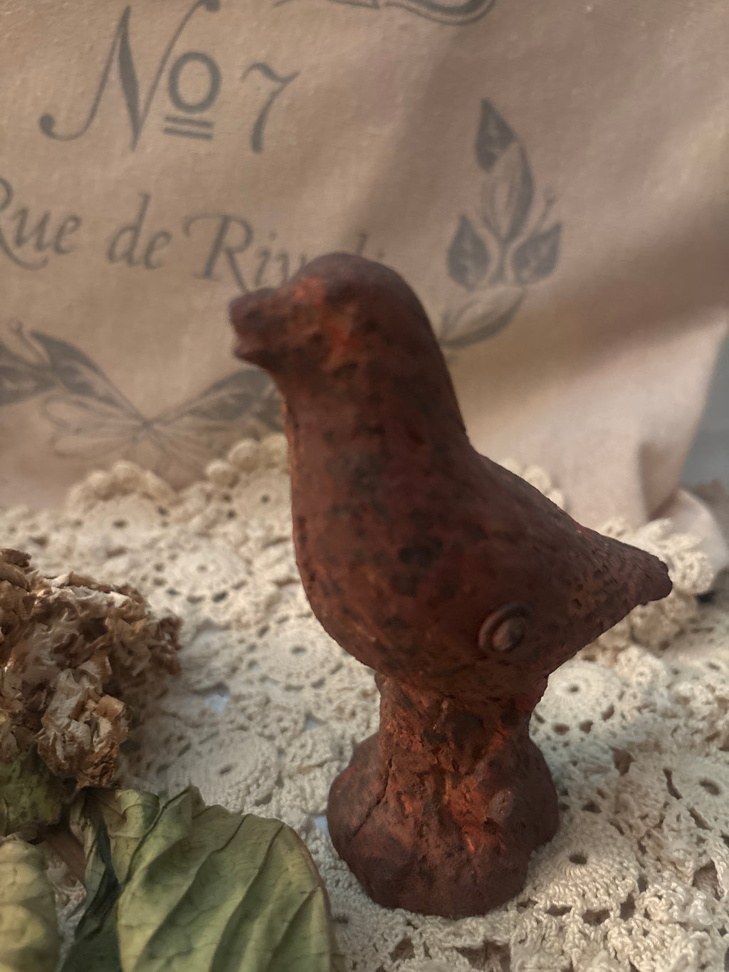 Vintage cast iron rustic bird rare