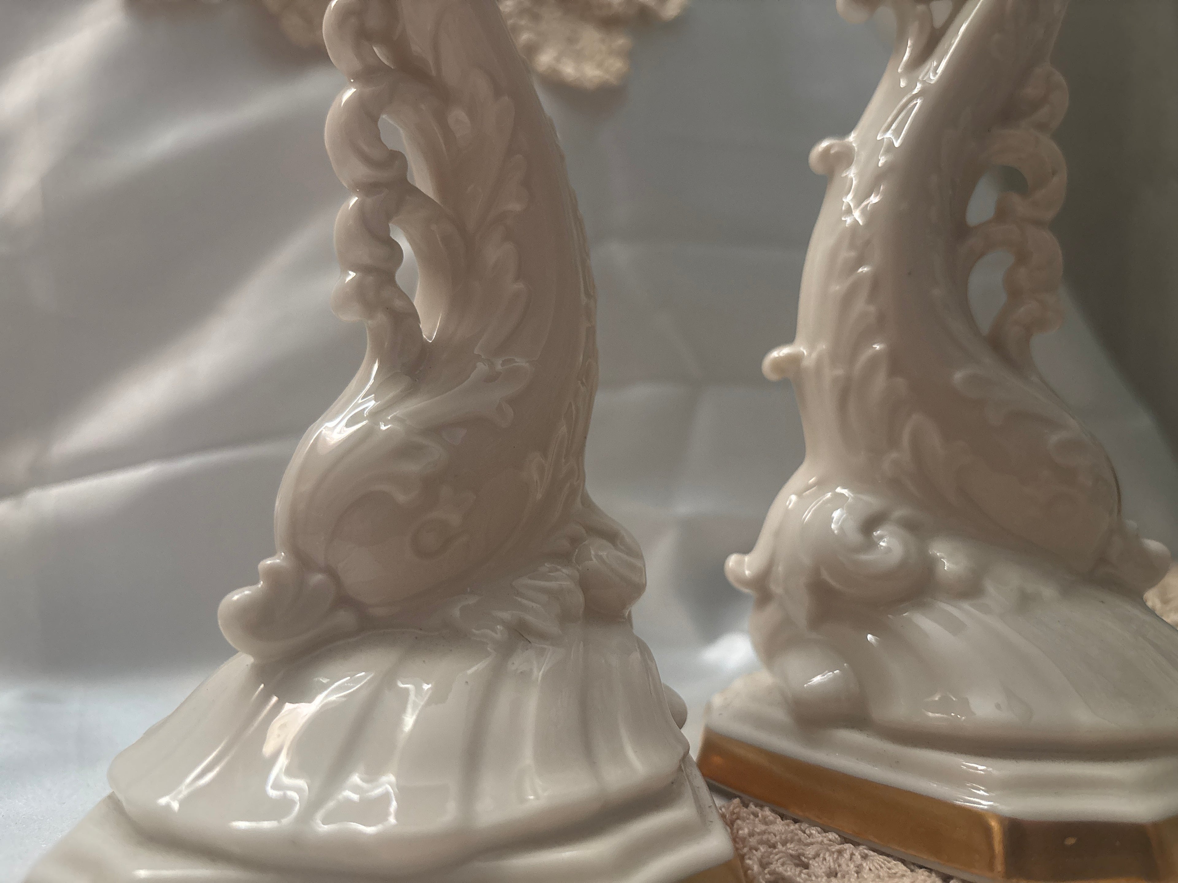 Vintage  Set Lenox Dolphins 24k Gold Trim Ivory