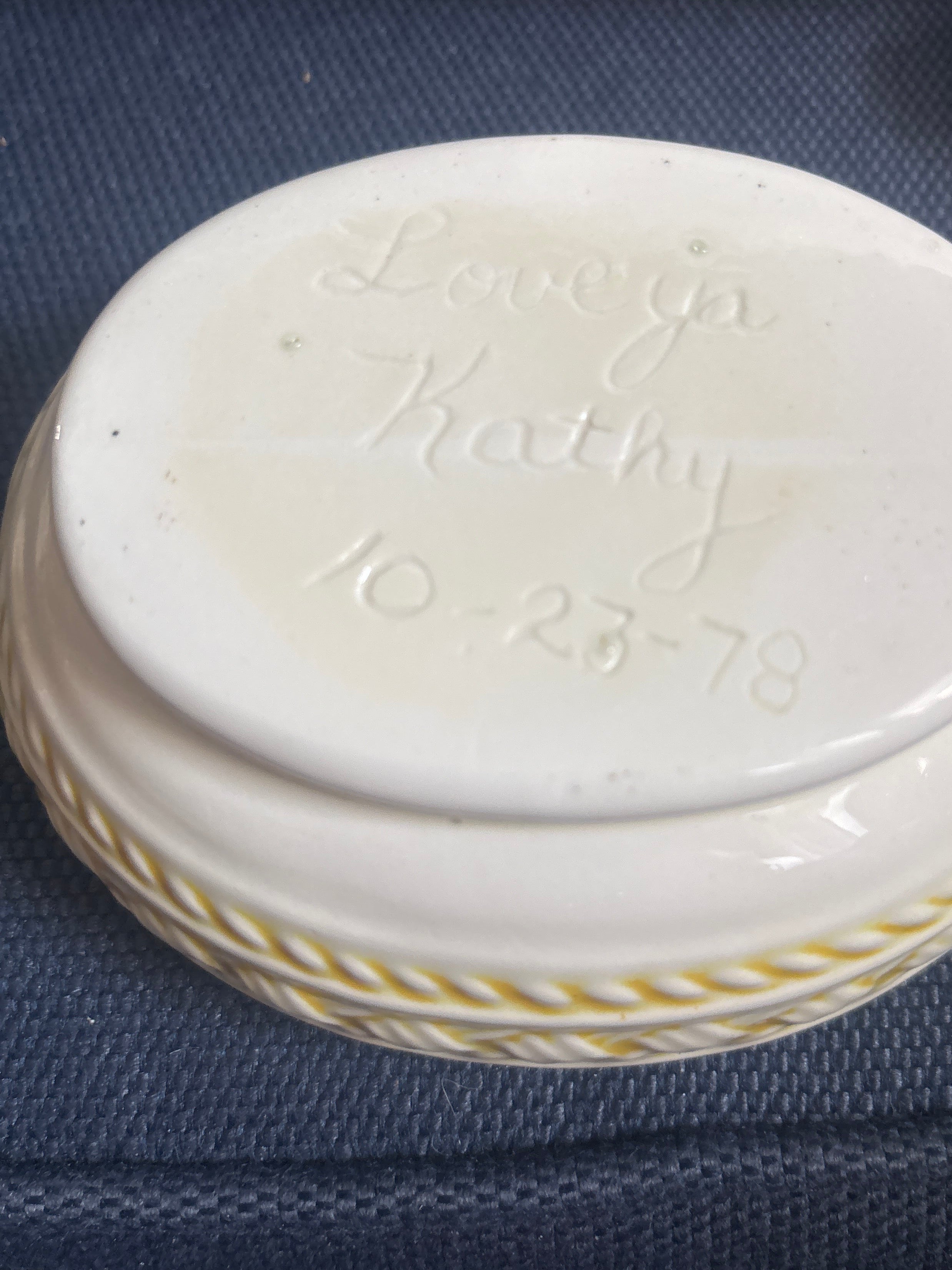Vintage Ceramic Lovebirds Lidded Trinket Box
