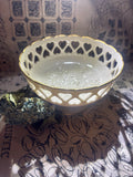 LENOX Cut Out Heart Footed CANDY DISH Nut Bowl GOLD TRIM 5 1/2" x 3 1/2