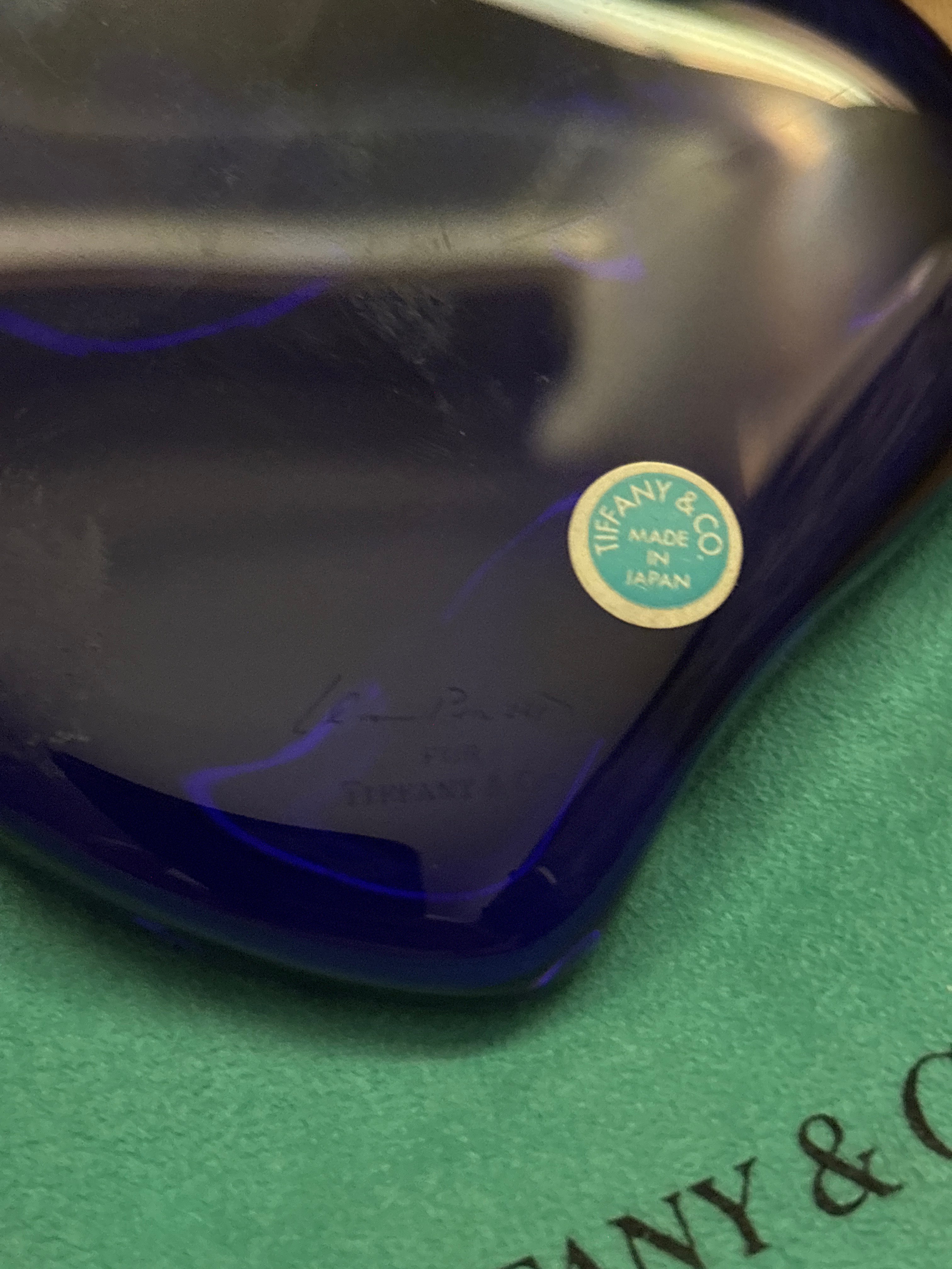 Tiffany and Co x Elsa Peretti colbalt blue heart paperweight