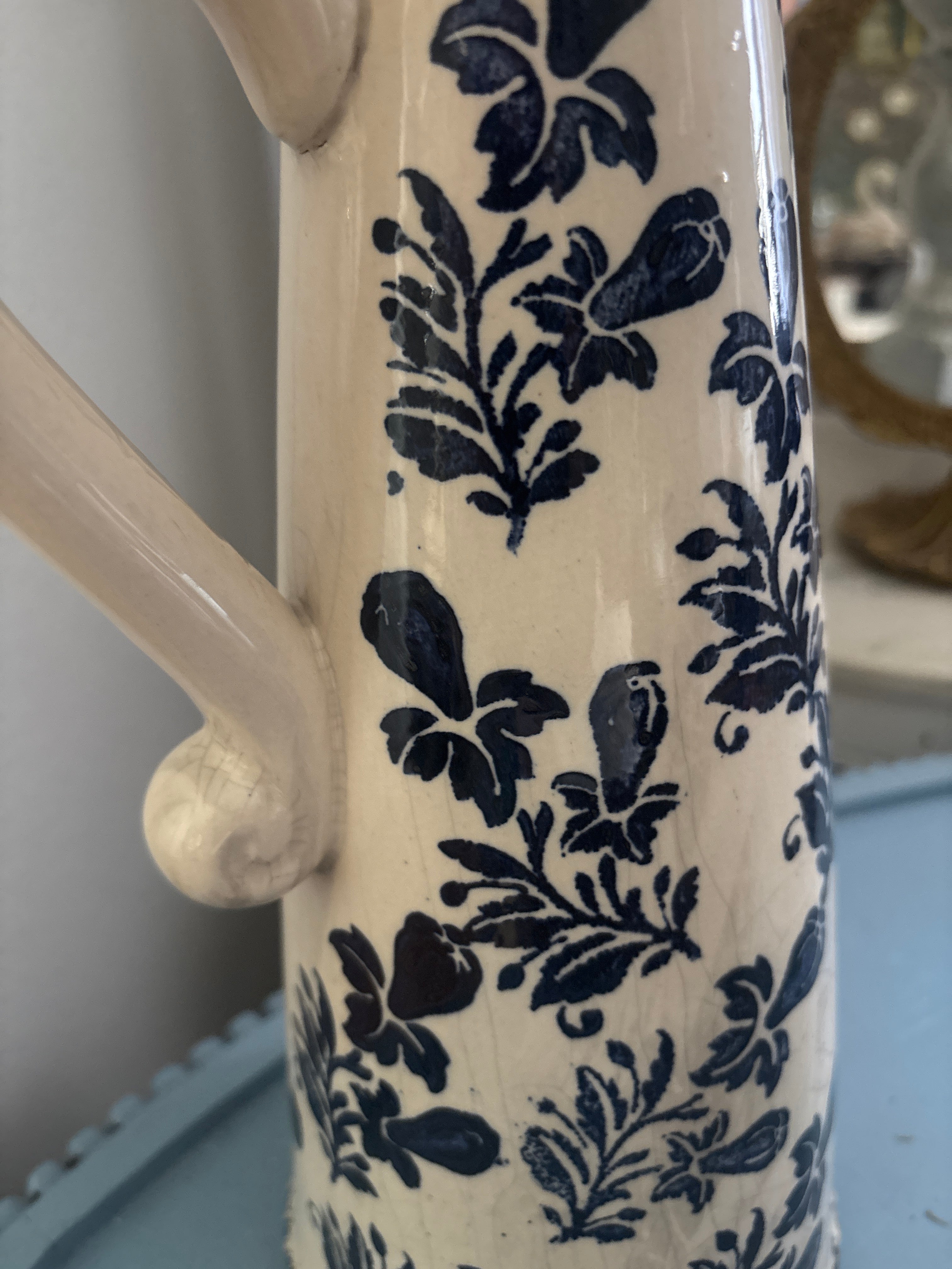 Blue Floral Pitcher Vase