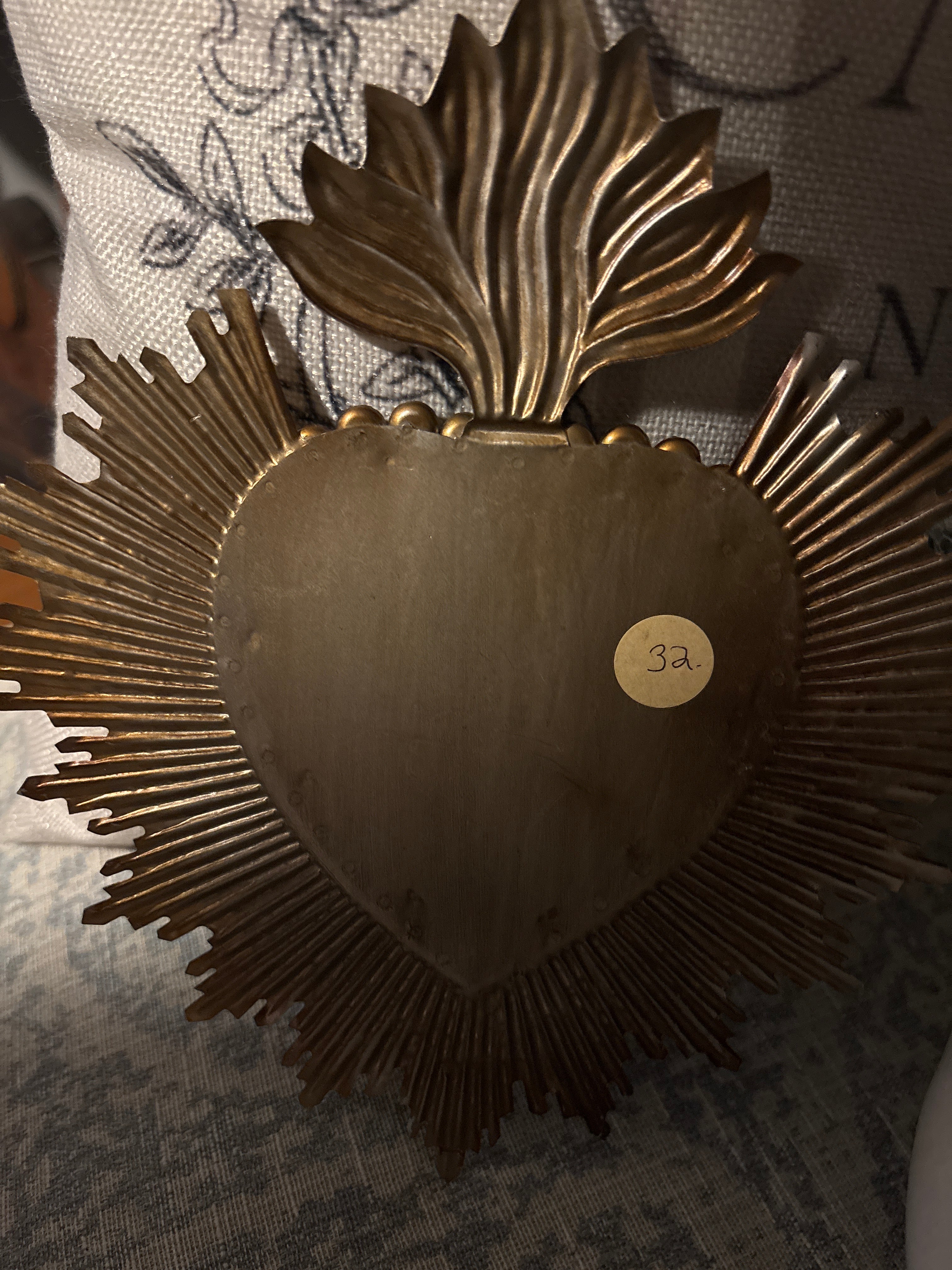 Sacred Heart gold mirror with rhinestones
