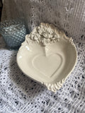 Vintage Ceramic Heart Dish with Rose Detail