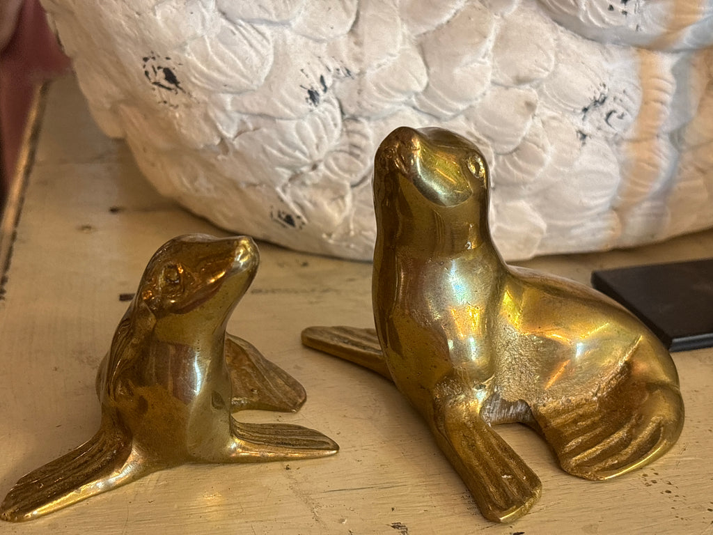 Pair of Brass Seals Vintage mid century