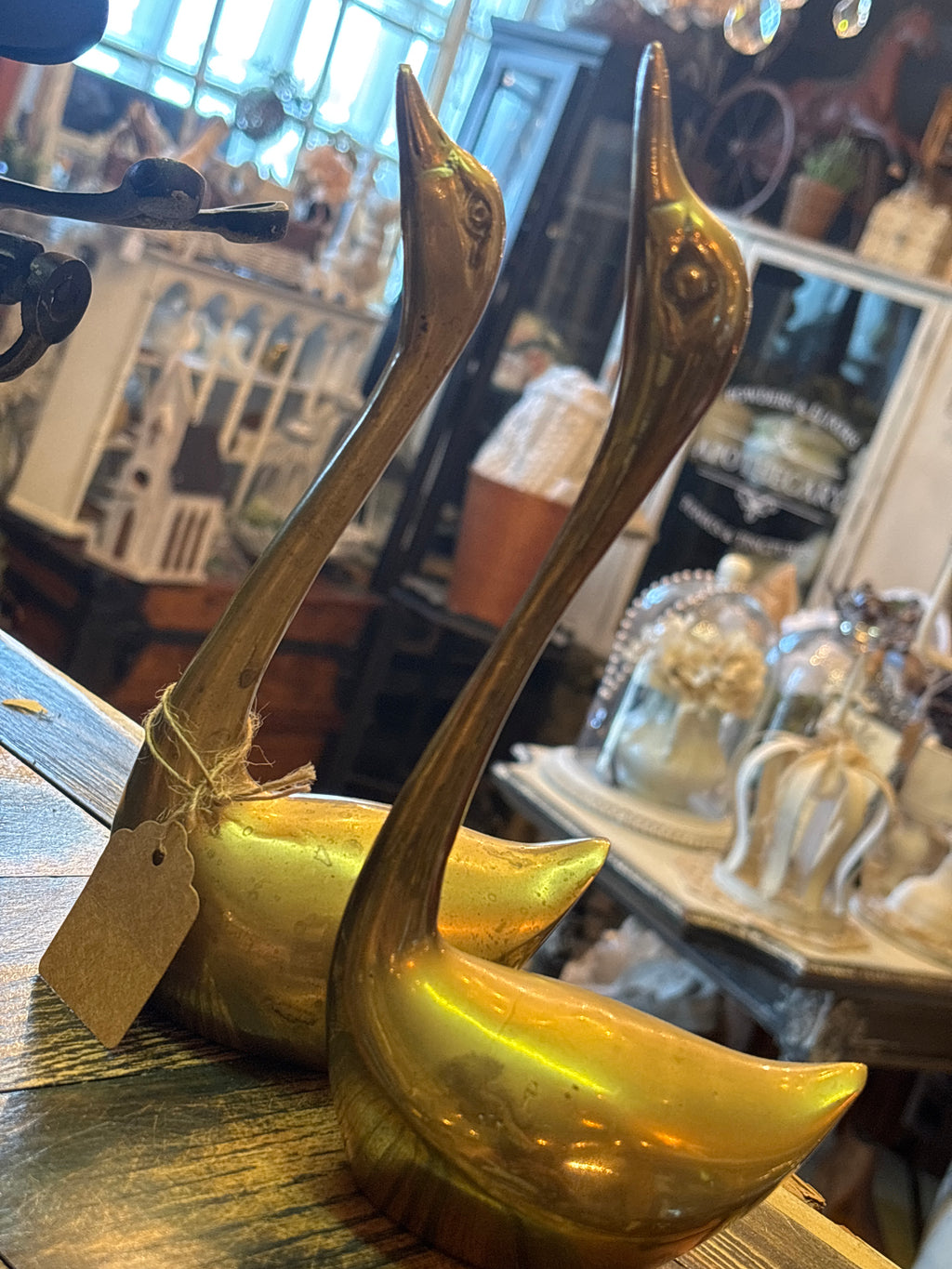 Vintage brass set swans