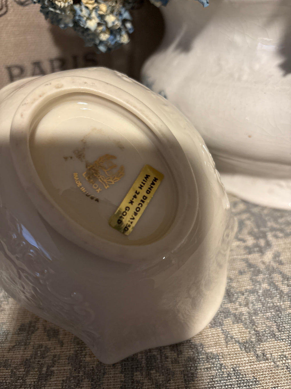 Lenox  vintage Porcelain Basket with 24K Gold Trim