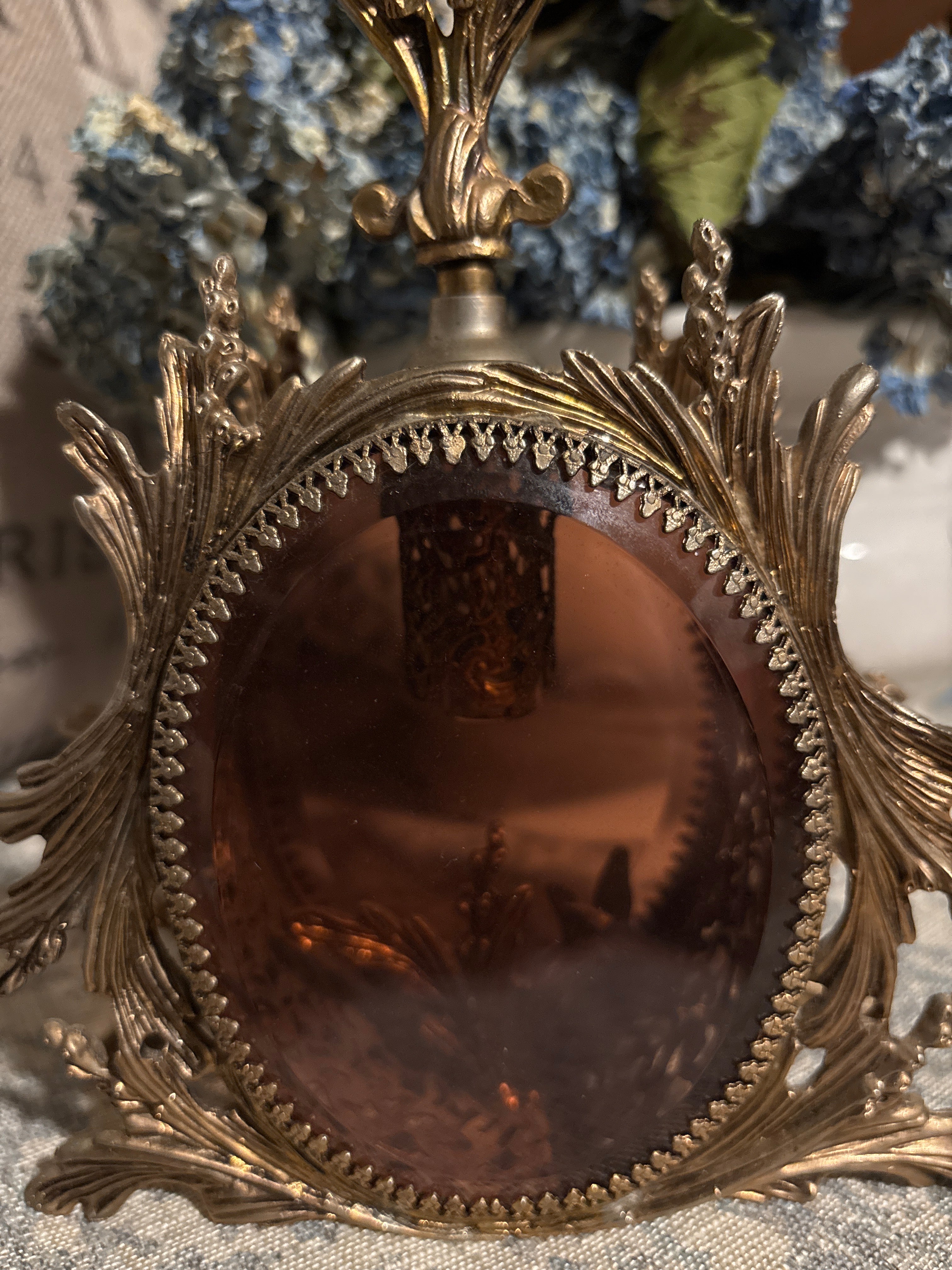 Vintage Ornate Brass Cherub Perfume Bottle